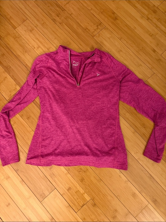 Old Navy Tops - Old Navy Hot Pink Heather Quarter-Zip Long Sleeve Top